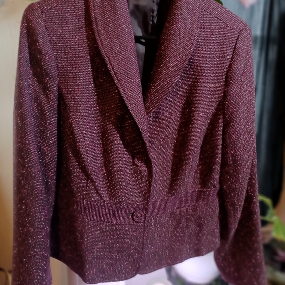 Hillard & Hanson Plum / Violet Tweed Blazer Jacket - Sz 12 - Picture 5 of 7
